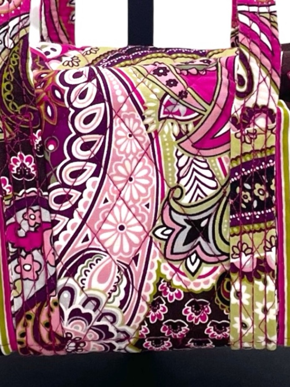 Vera Bradley Original Handbag Very Berry Paisley Pink Purple Barrel Shoulder Bag - Picture 8 of 11